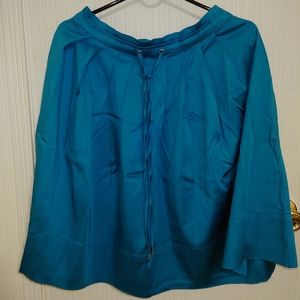 Loft blue pleated skirt, size 0, knee length, new with tags